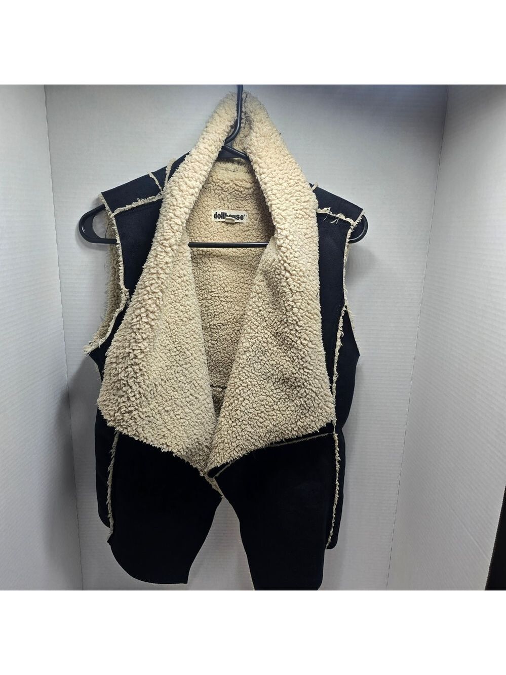 Dollhouse Black Vest with Cream Sherpa Lining